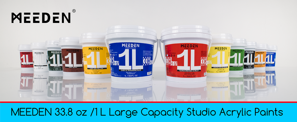 MEEDEN Lemon Cad Yellow Hue Acrylic Paint, Heavy Body, Gloss Finish, Extra-Large 1 L /33.8 oz Non-Toxic Rich Pigments Color, Professional Artist Acrylic Paint for Adults on Canvas,Wall,Wood Painting