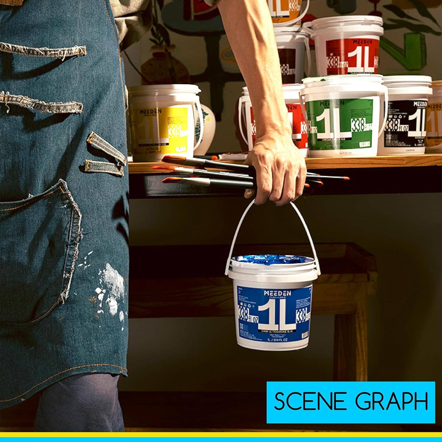 MEEDEN Lemon Cad Yellow Hue Acrylic Paint, Heavy Body, Gloss Finish, Extra-Large 1 L /33.8 oz Non-Toxic Rich Pigments Color, Professional Artist Acrylic Paint for Adults on Canvas,Wall,Wood Painting