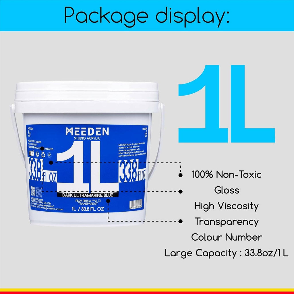 MEEDEN Lemon Cad Yellow Hue Acrylic Paint, Heavy Body, Gloss Finish, Extra-Large 1 L /33.8 oz Non-Toxic Rich Pigments Color, Professional Artist Acrylic Paint for Adults on Canvas,Wall,Wood Painting